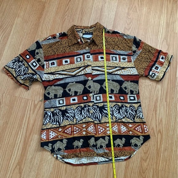 Vintage CALICHE COLLECTION Tribal Animal Print Blouse Top Size M - Picture 5 of 8